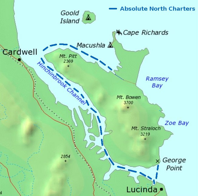 Hinchinbrook Island Ferry route